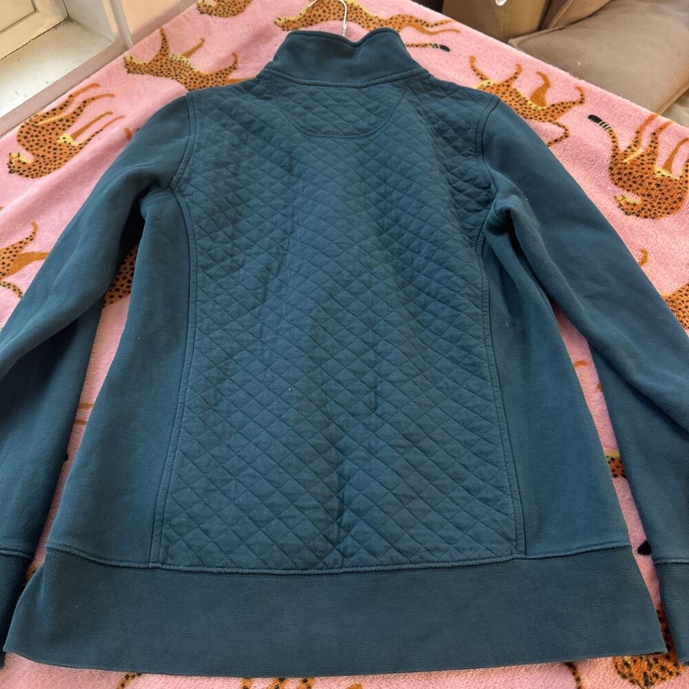 L.L. Bean Diamond Quilted 1/4 Zip Teal Women's Sweatshirt with Pockets XS - Picture 9 of 16